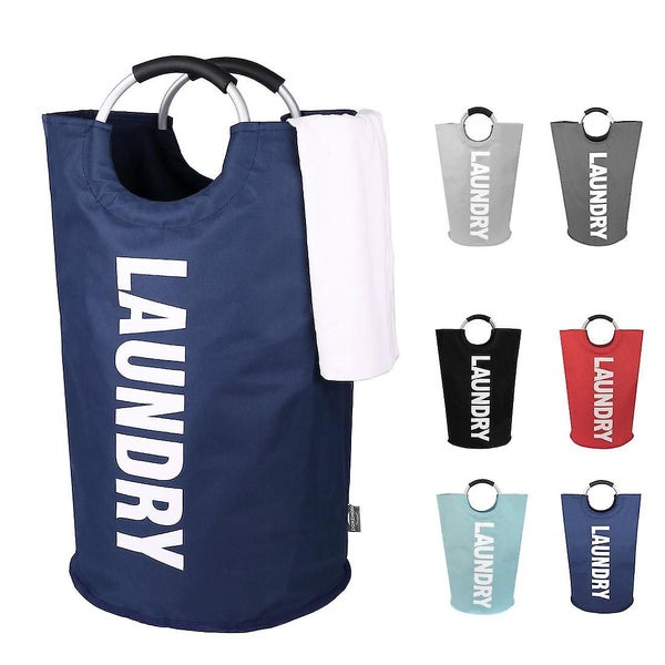 90l Large Collapsible Washing Laundry Basket Bag For Bedroom, Fabric (dark Blue, Carousel 1