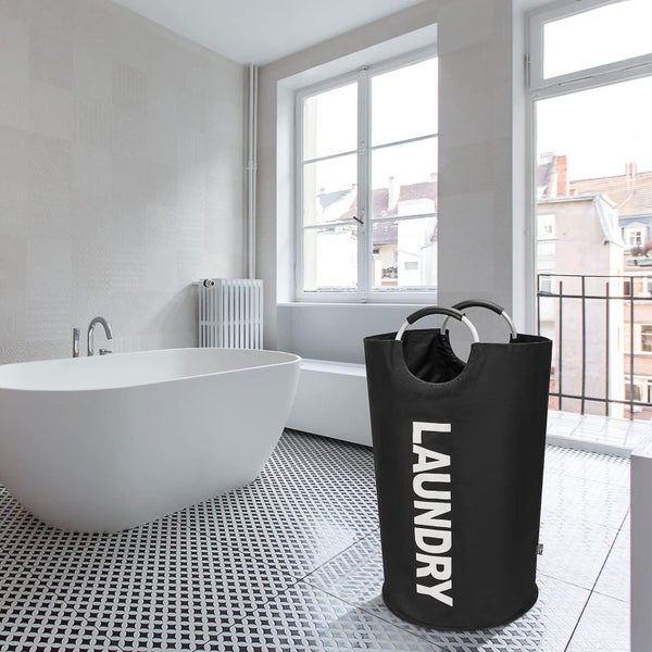 90l Large Collapsible Washing Laundry Basket Bag For Bedroom, Fabric (black, L) Carousel 5