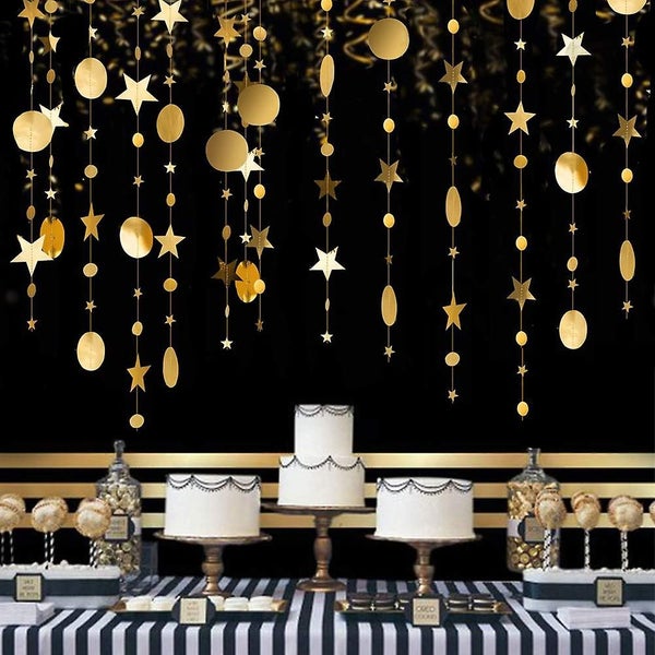4 Pack Golden Party Decorations Dot Star Garland Banner Bright Paper Streamer Ha Carousel 1