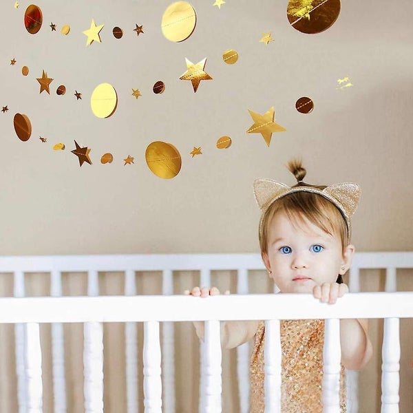 4 Pack Golden Party Decorations Dot Star Garland Banner Bright Paper Streamer Ha Carousel 5