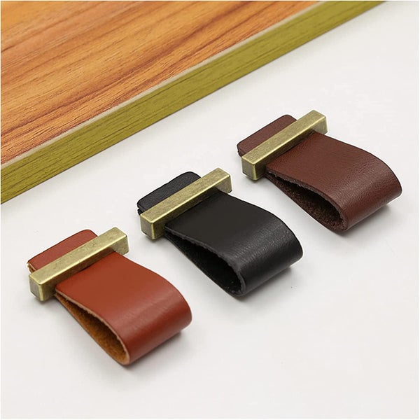 6 Pieces Leather Handle For Furniture, Cupboard Handles Leather Drawer Door Knob Carousel 2