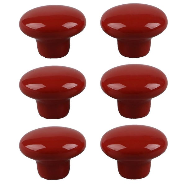 6pcs Red Round Ceramic Cupboard Knob Drawer Cabinet Pull Handle S Carousel 1