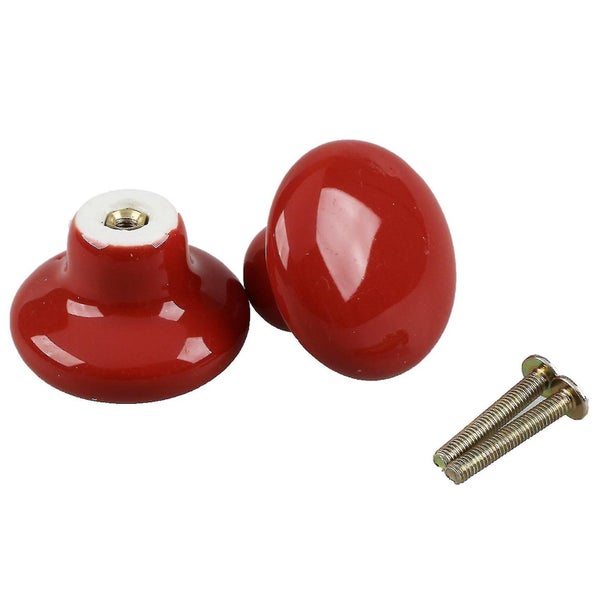 6pcs Red Round Ceramic Cupboard Knob Drawer Cabinet Pull Handle S Carousel 2