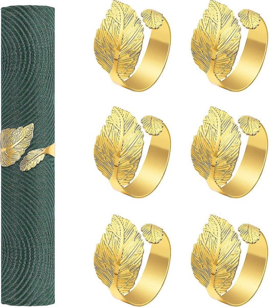 6 Pcs Napkin Rings, Stretchable Leaf Napkin Ring Circle For Harvest Gift Carousel 1