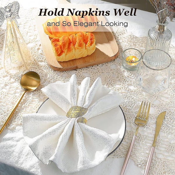 6 Pcs Napkin Rings, Stretchable Leaf Napkin Ring Circle For Harvest Gift Carousel 2