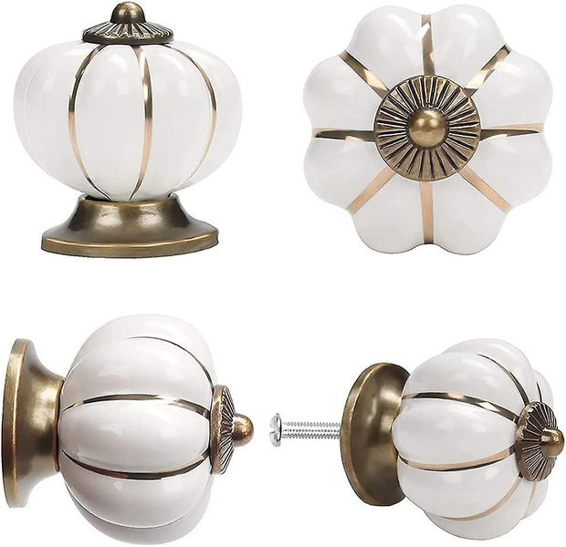 6 Pieces Furniture Knob, Cupboard, Drawer Door Knobs Handle, Ceramic Cupboard Ha Carousel 1