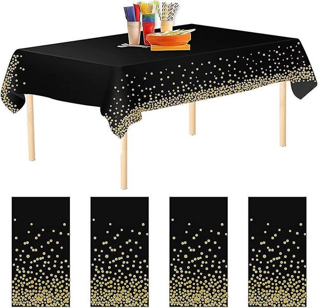 4 Pack Black Dot Disposable Tablecloths Table Covers Black Dot Confetti Party Carousel 1