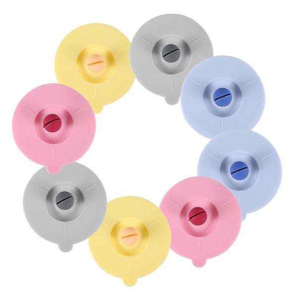 8pcs Silicone Glass Cup Covers Lids Reusable Anti-dust Silicone Drink Glass Cup Carousel 2