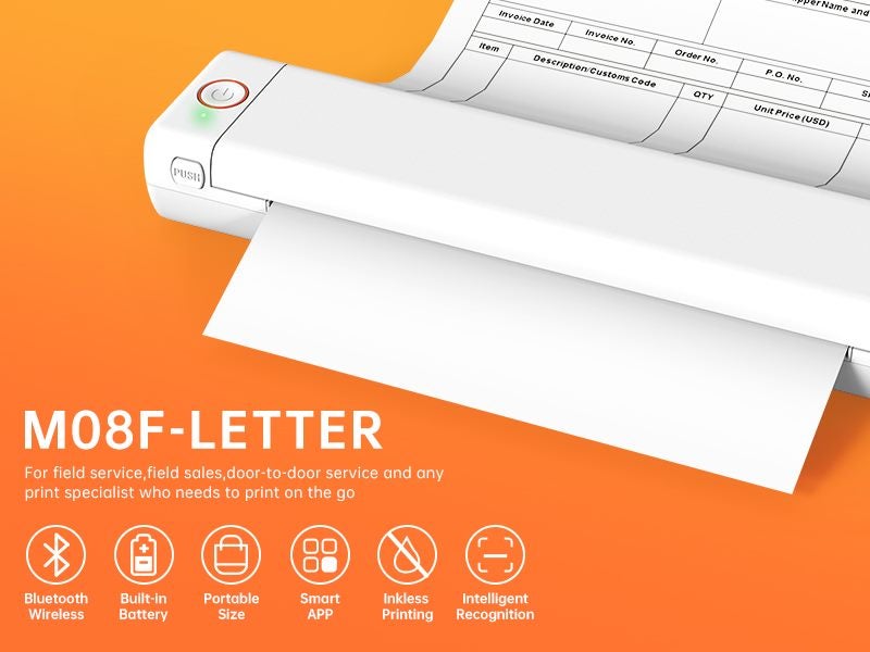 Portable Printer Wireless for Travel M08F Bluetooth Mobile Portable Printer A4 S Carousel 2