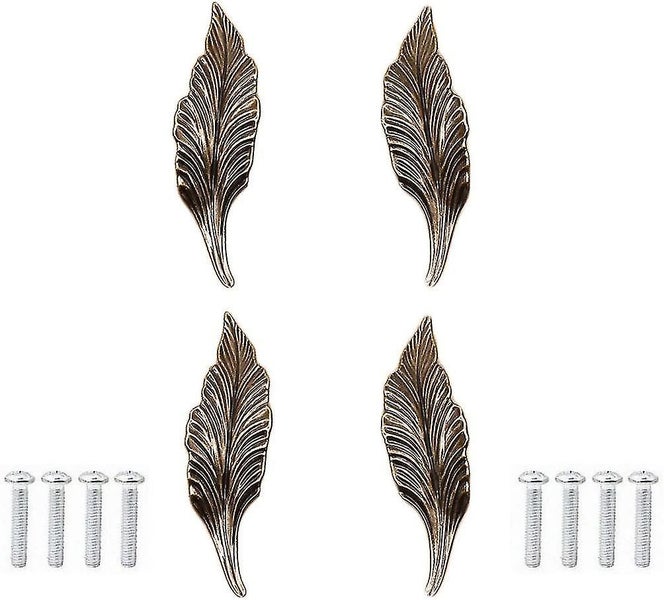 4pcs Bronze Long Leaf Shape Drawer Knobs And Pulls Handles For Kitchen Furniture Carousel 1