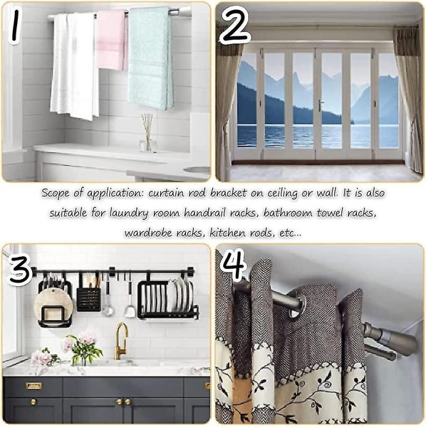 4 Pcs Curtain Rod Bracket Ceiling Mount Brackets Zinc Alloy Rod Holder Wall Brac Carousel 5