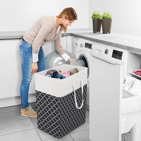 Collapsible Laundry Basket Hamper with Carry Handles Clothes Hampers 100L Carousel 1