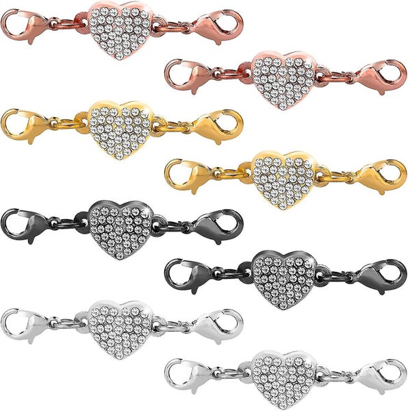 8 Pieces Magnetic Jewelry Clasp, Heart Magnetic Necklace Clasp And Closures Carousel 1