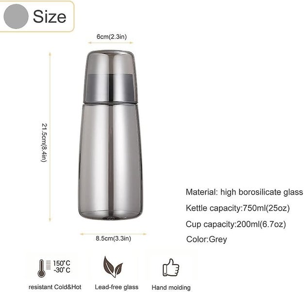 Bedside Kettle Set With Tumbler Glass Sleeping Cup Set, Mouthwash Decanter With Carousel 2