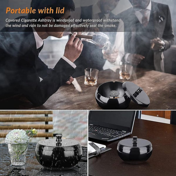 Ashtray, Outdoor Ashtray With Cover, Stainless Steel Household Ashtray Set For O Carousel 5