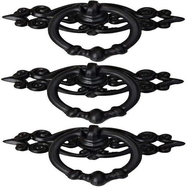 Antique Cabinet Door Drawers Cupboard Ring Pull Handle Retro Knob(black )(5pcs) Carousel 1