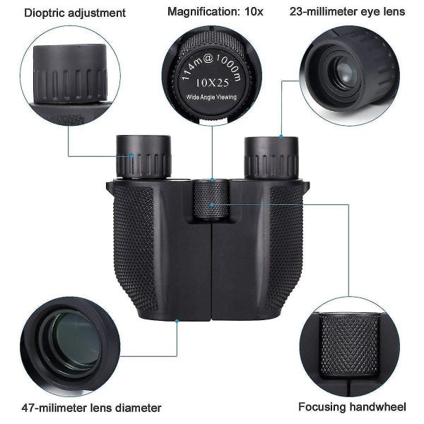 Binoculars For Adults Kids,10x25 Folding Compact Binoculars Carousel 2
