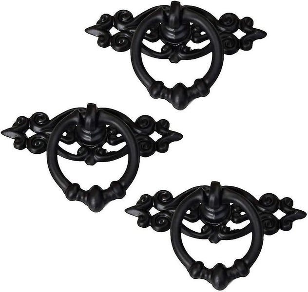 Black Antique Cabinet Door Drawers Cupboard Ring Pull Handle Retro Knob (black) Carousel 5
