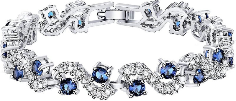 Blue Tennis Cubic Zirconia Bracelet For Mom Daughter Womens Classic 14 Carousel 1