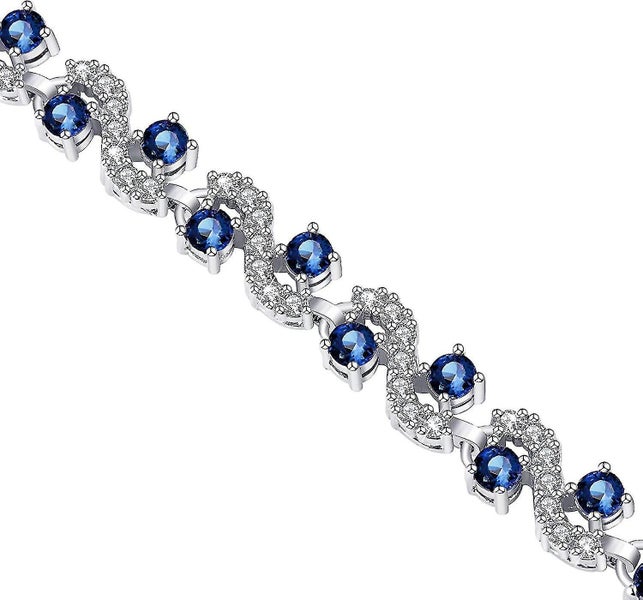 Blue Tennis Cubic Zirconia Bracelet For Mom Daughter Womens Classic 14 Carousel 2