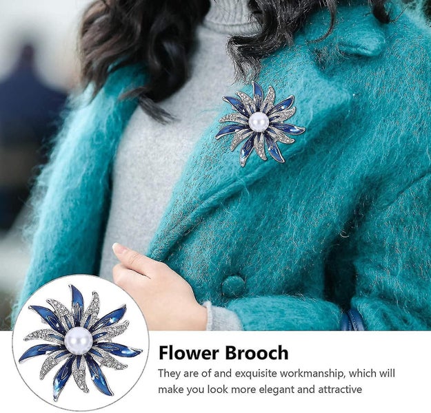 Brooch For Women, Flower Crystal Brooch Pin Wedding Banquet Hollow Out Flower Pi Carousel 5