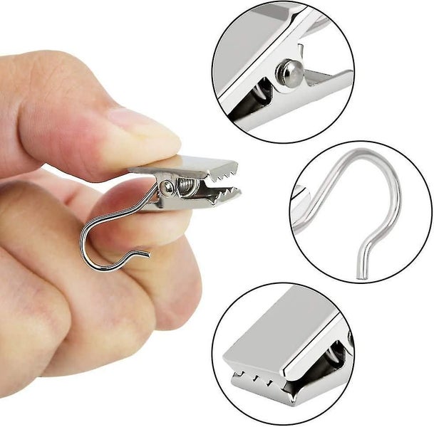 Curtain Clip Hooks Stainless Steel Voile Clips Shower Blind Clip Rings Wide Flat Carousel 1