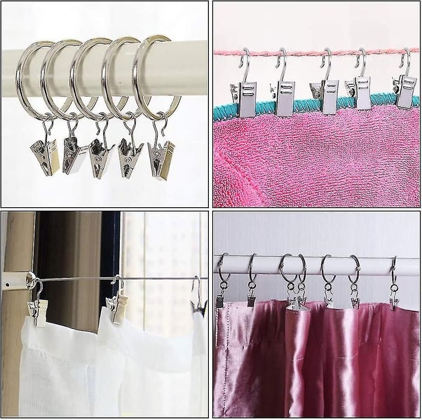 Curtain Clip Hooks Stainless Steel Voile Clips Shower Blind Clip Rings Wide Flat Carousel 4