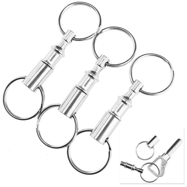 Detachable Pull Apart Quick Release Keychain Key Rings Two Split Rings(silver)(3 Carousel 1