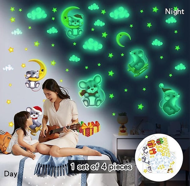 Cartoon Cute Mouse Star Moon Luminous Stickers Children's Room Decoration Wall S Carousel 2