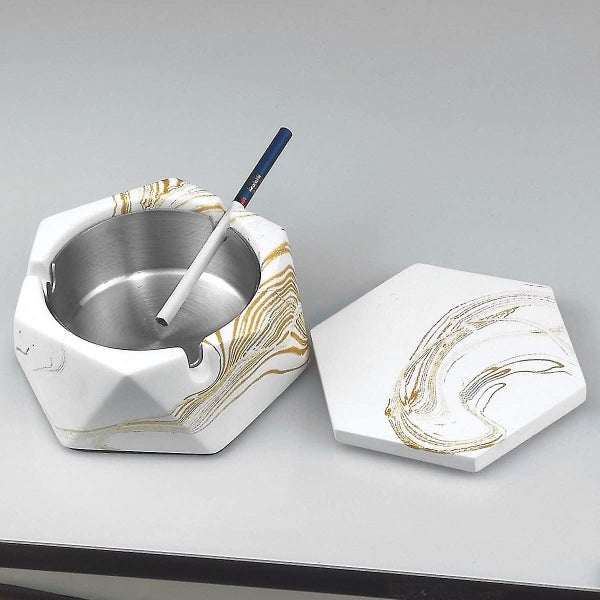 Concrete Ashtray With Lid & Steel Liner, Ashtrays For Cigarettes, Ash Tray Weed Carousel 5