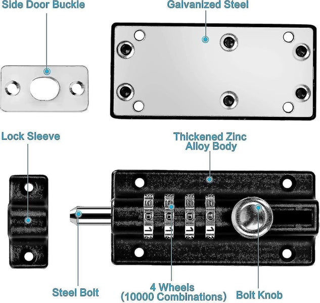 Combination Lock Latch 4 Digit Combination Lock Mechanical Code Door Lock Keyles Carousel 2