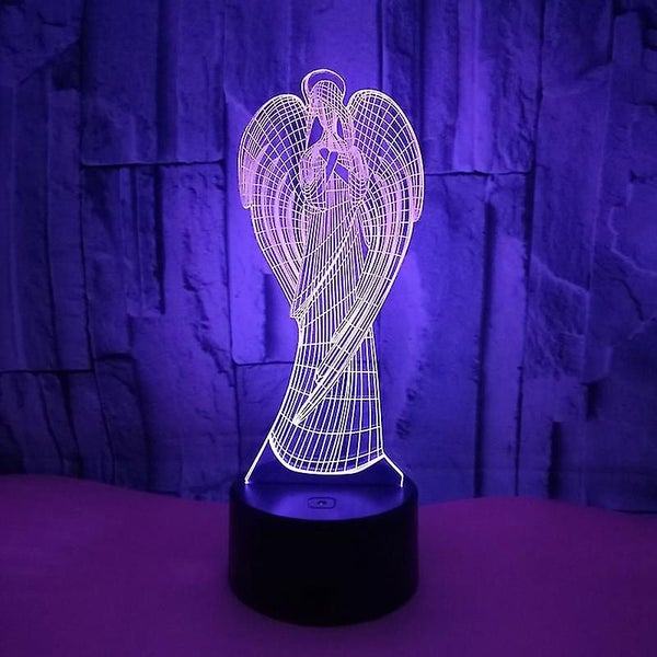Colorful Touch Led Night Light Creative Angel 3d Illusion Usb Table Lamp Home De Carousel 2