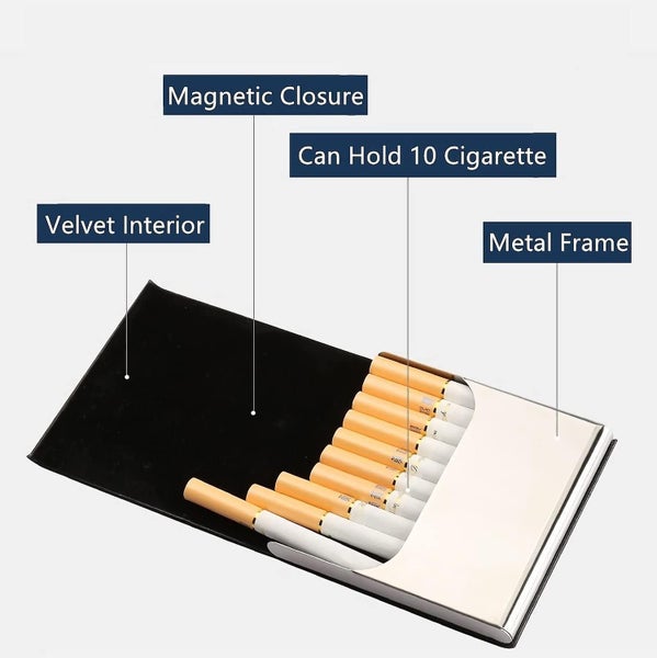 Cigarette Case, Stainless Steel Metal Slim Box Cigarette Holder For Tobacco With Carousel 1