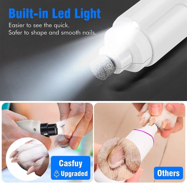 Dog Nail Grinder With Led Light - Upgraded 2-speed Electric Pet Nail Trimmer Pow Carousel 2
