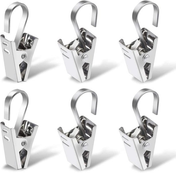 Curtain Clips, 100 Pieces Small Metal Curtain Clips With Hooks For Home Window D Carousel 1