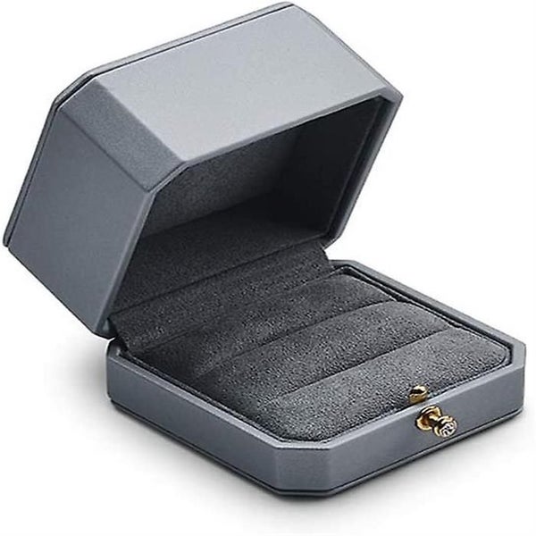 Dual Ring Box Pu Leather Double Ring Box Weeding Proposal Engagement Ring Bearer Carousel 1