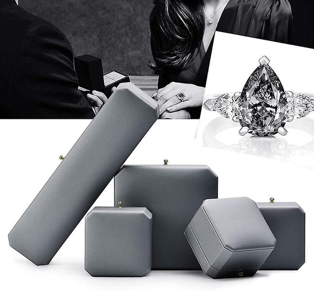 Dual Ring Box Pu Leather Double Ring Box Weeding Proposal Engagement Ring Bearer Carousel 5