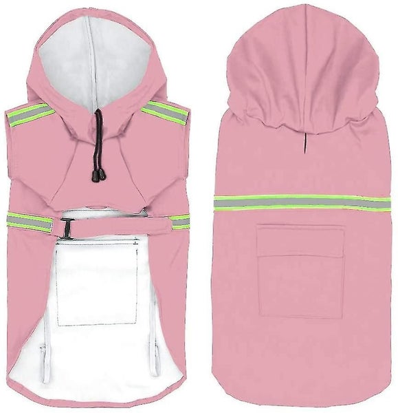 Dog Raincoat Reflective Pet Hoodies For Large/medium/small Dog Mz058 (l, Pink) Carousel 2