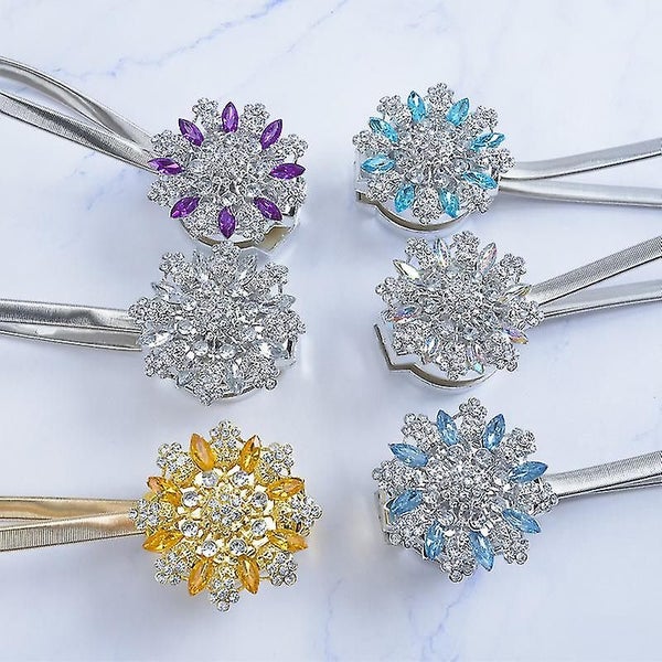 Crystal Magnetic Curtain Flower Buckle Curtain Tiebacks Drape Tie Backs Elastic Carousel 5