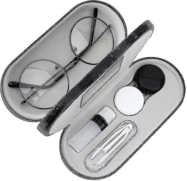Double Layer Glasses Case, 2 In 1 Contact Lens Sunglasses Box, Portable Travel Carousel 1