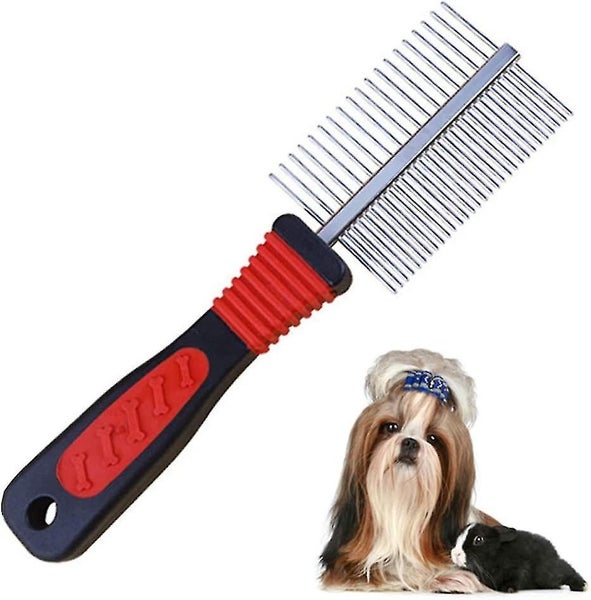 Dog Grooming Comb, Double Sided Metal Comb Cats Grooming Combs Detangling Groomi Carousel 1