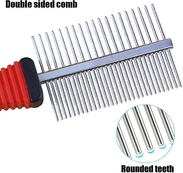 Dog Grooming Comb, Double Sided Metal Comb Cats Grooming Combs Detangling Groomi Carousel 2