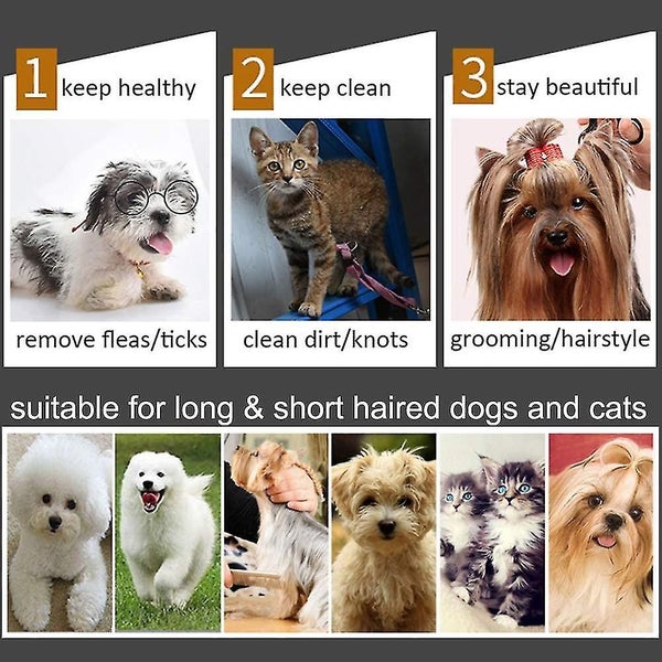 Dog Grooming Comb, Double Sided Metal Comb Cats Grooming Combs Detangling Groomi Carousel 5