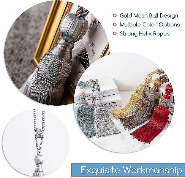 Decorative Curtain Tiebacks Ball Tassels Holdbacks - Home Office Drapery Fasten Carousel 4
