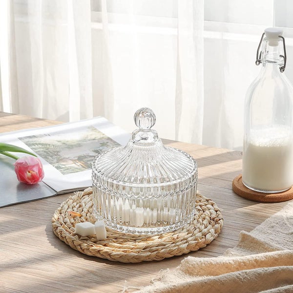 Glass Candy Sweet Jar With Lid Crystal With Lid Sugar Bowl Small Decorative Cook62930699970691112