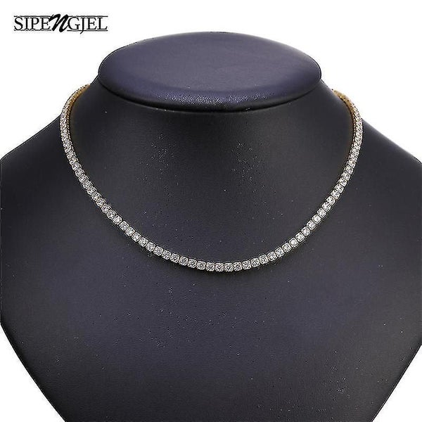 Fashion 4mm Aaa Zircon Tennis Chokers Necklace Bling Bling Clavicle Chain Neckla Carousel 2