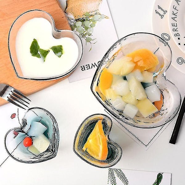 Fruit Salad Transparent Heart Shaped Crystal Glass Bowl Colorful Dessert Bowl62964511534849112