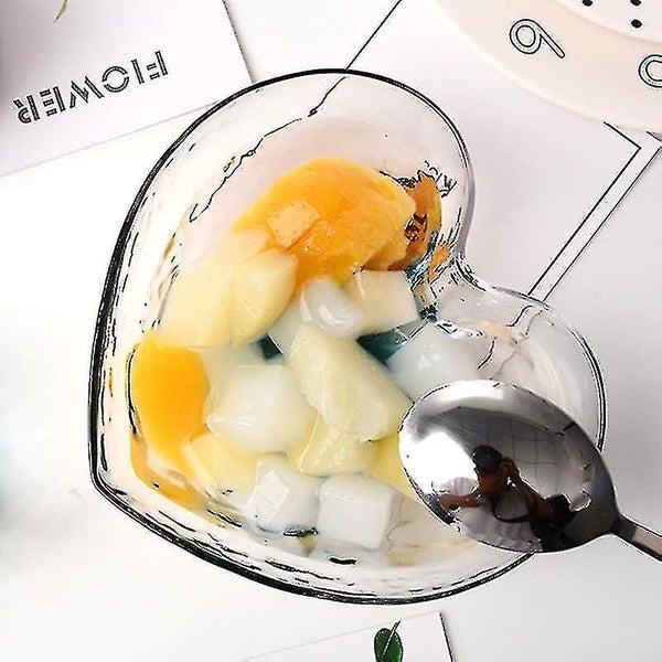 Fruit Salad Transparent Heart Shaped Crystal Glass Bowl Colorful Dessert Bowl62964511534849113