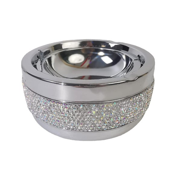 Firm Ashtray, Stainless Steel Portable Ashtrays For Cigarettes Rhinestone Cigare Carousel 1