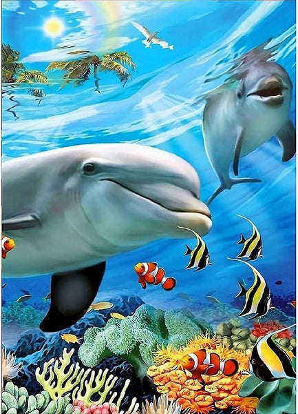 Full Diamond Painting, Whale Dolphin Ocean Diamond Painting Diy 5d Mosaic Painti Carousel 1